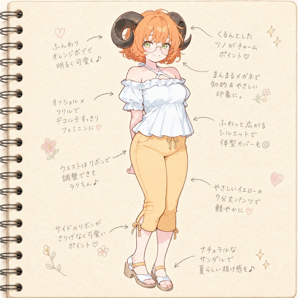 ファッションスケッチ――うちの子パンツルック2