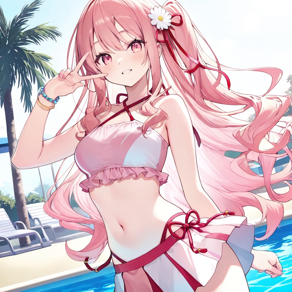 プールにて