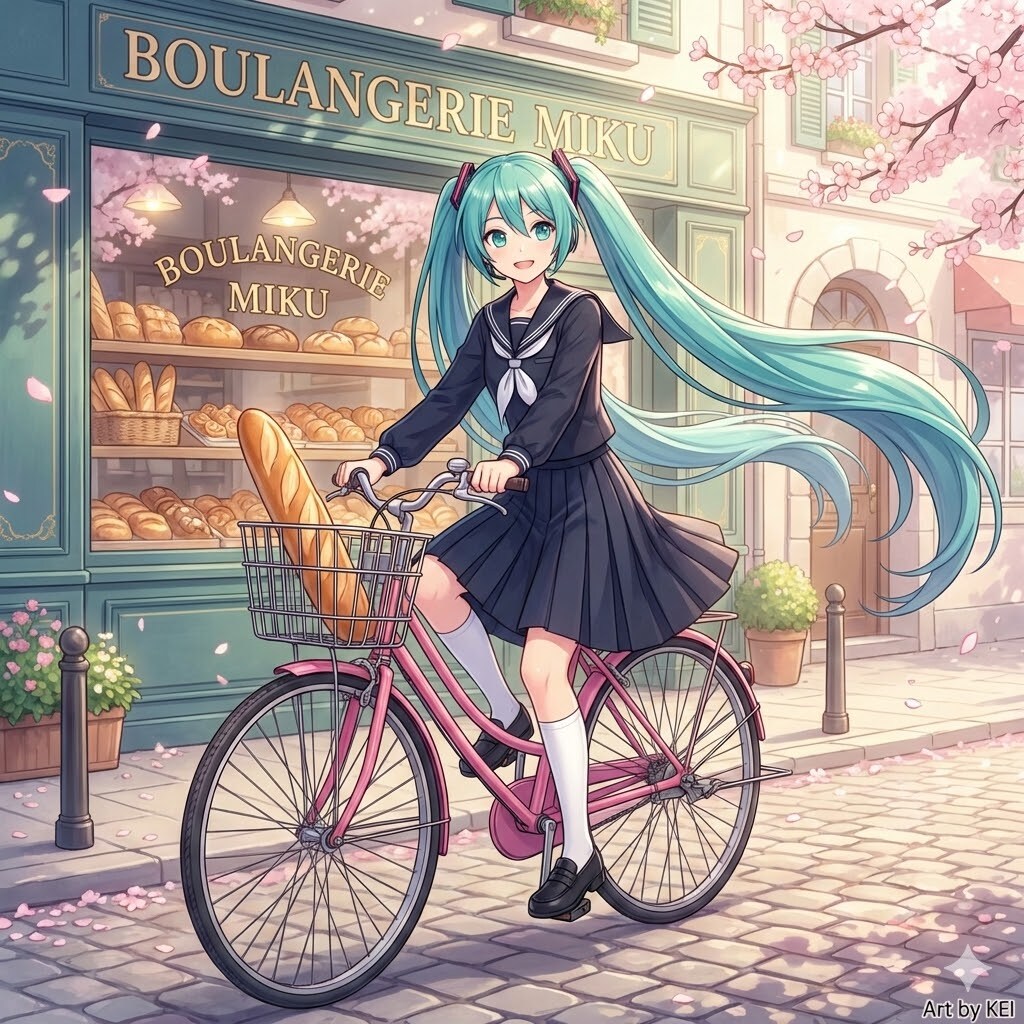 ミントブルー、アクア、ターコイズの髪（セーラー服）