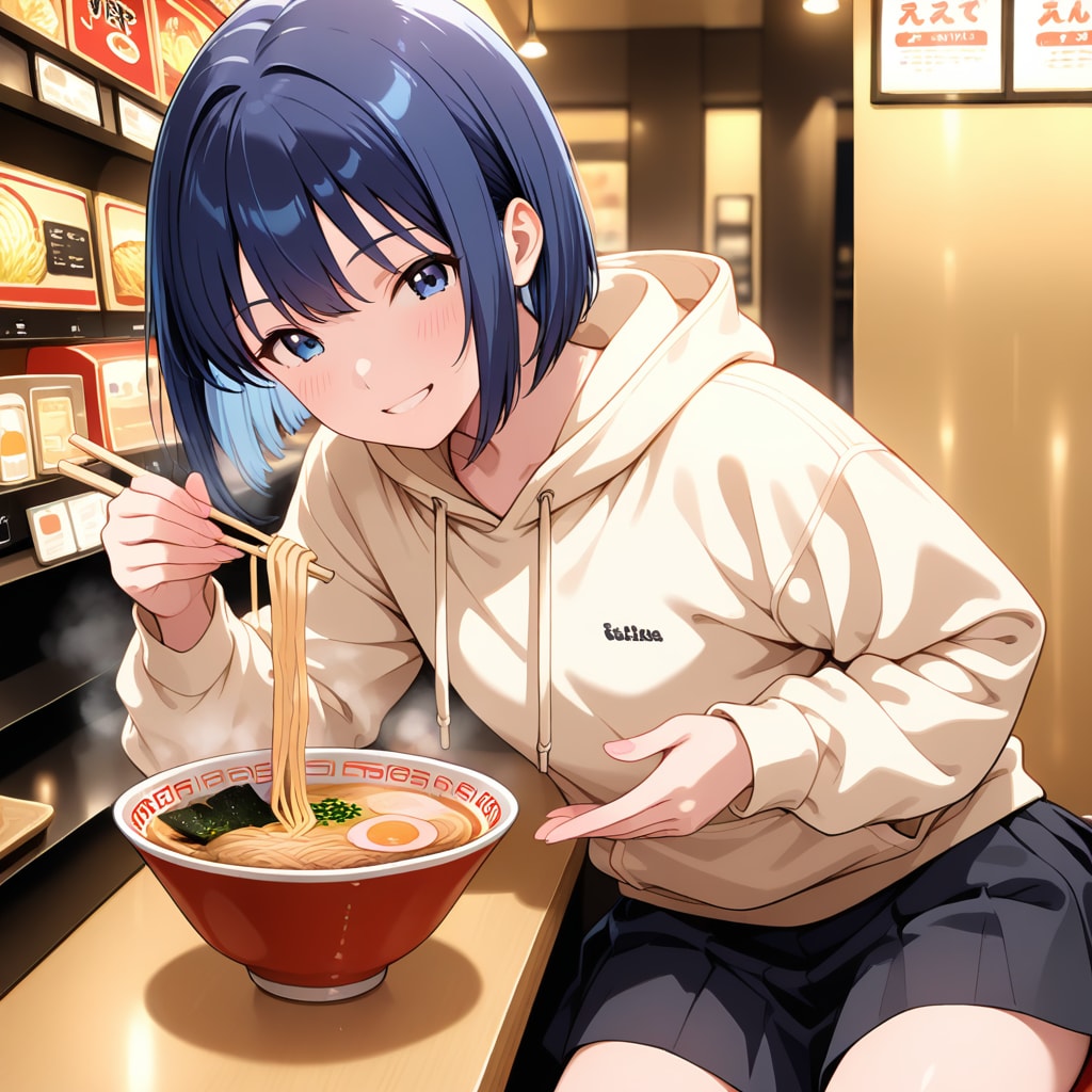 キャンパス帰りのラーメン撮影 | の人気AIイラスト・グラビア