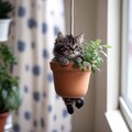 吊るされた鉢植えと猫 4枚目