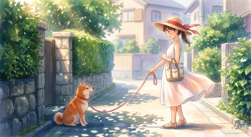 夏の静寂、日陰への誘い　★印象派系イラスト（AI併用作品）★