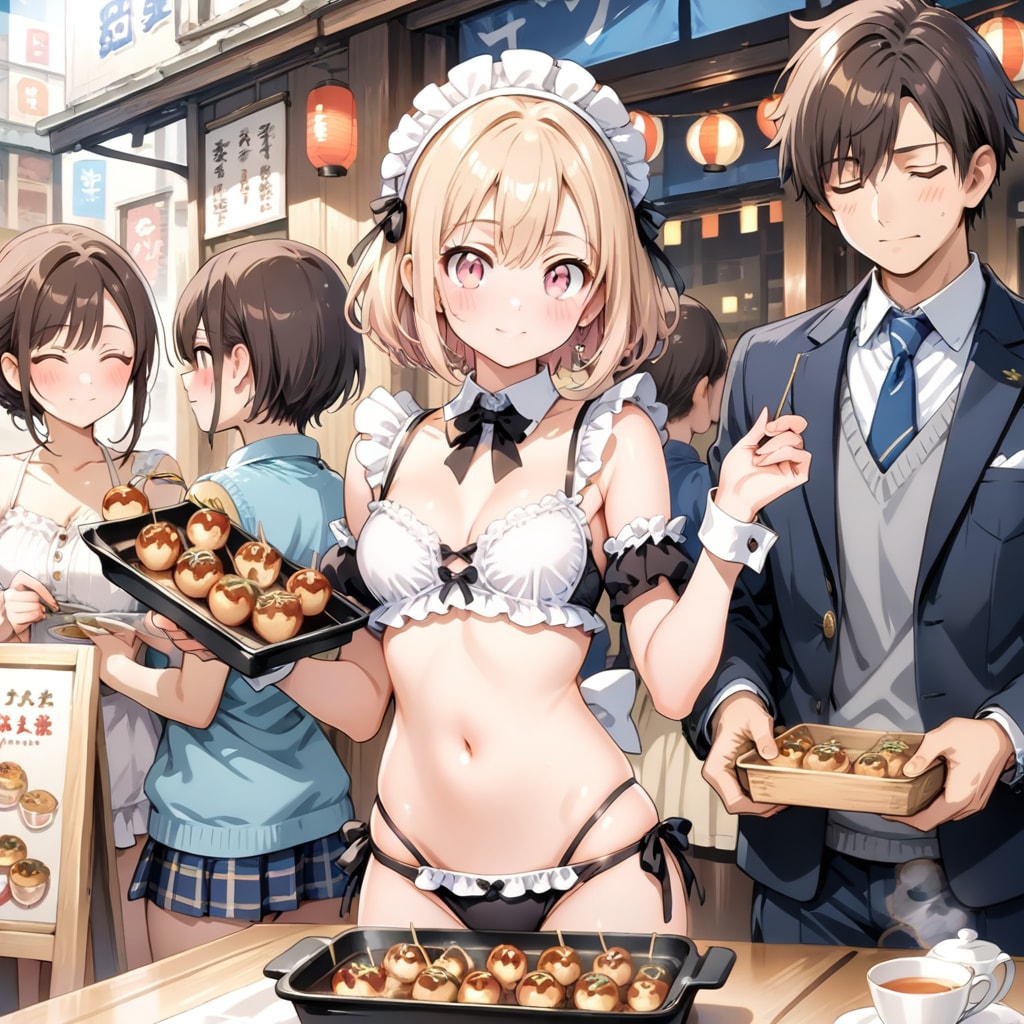 我が家のメイドちゃん　たこ焼きを売る