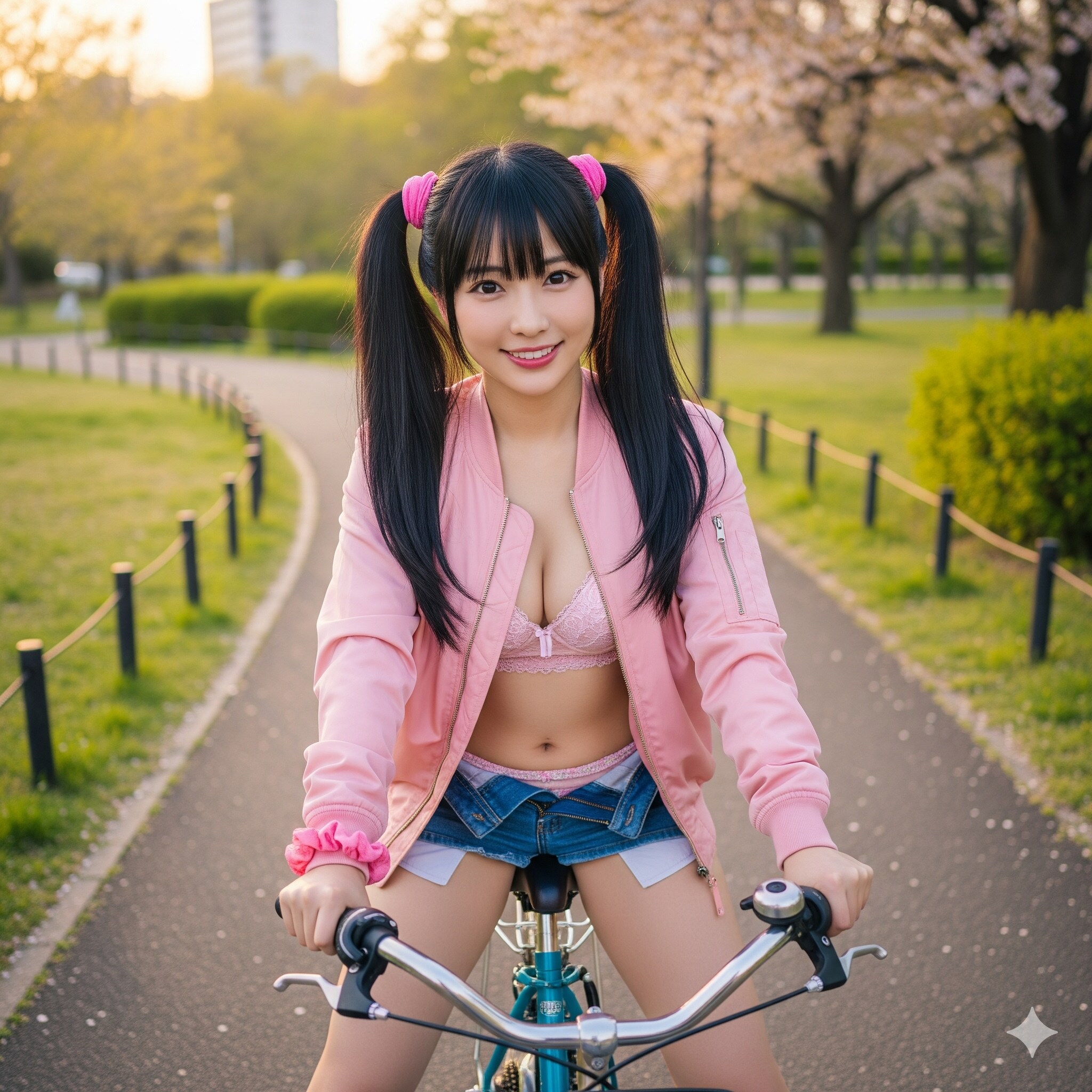 自転車に乗ってるお姉さん