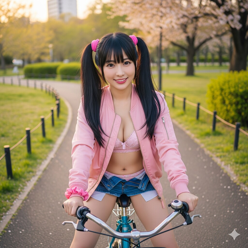 自転車に乗ってるお姉さん