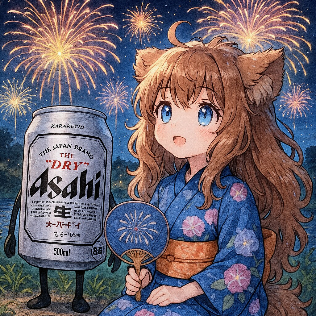 花火を見る小さな女の子