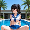 セーラービキニとバランスボール 2枚目