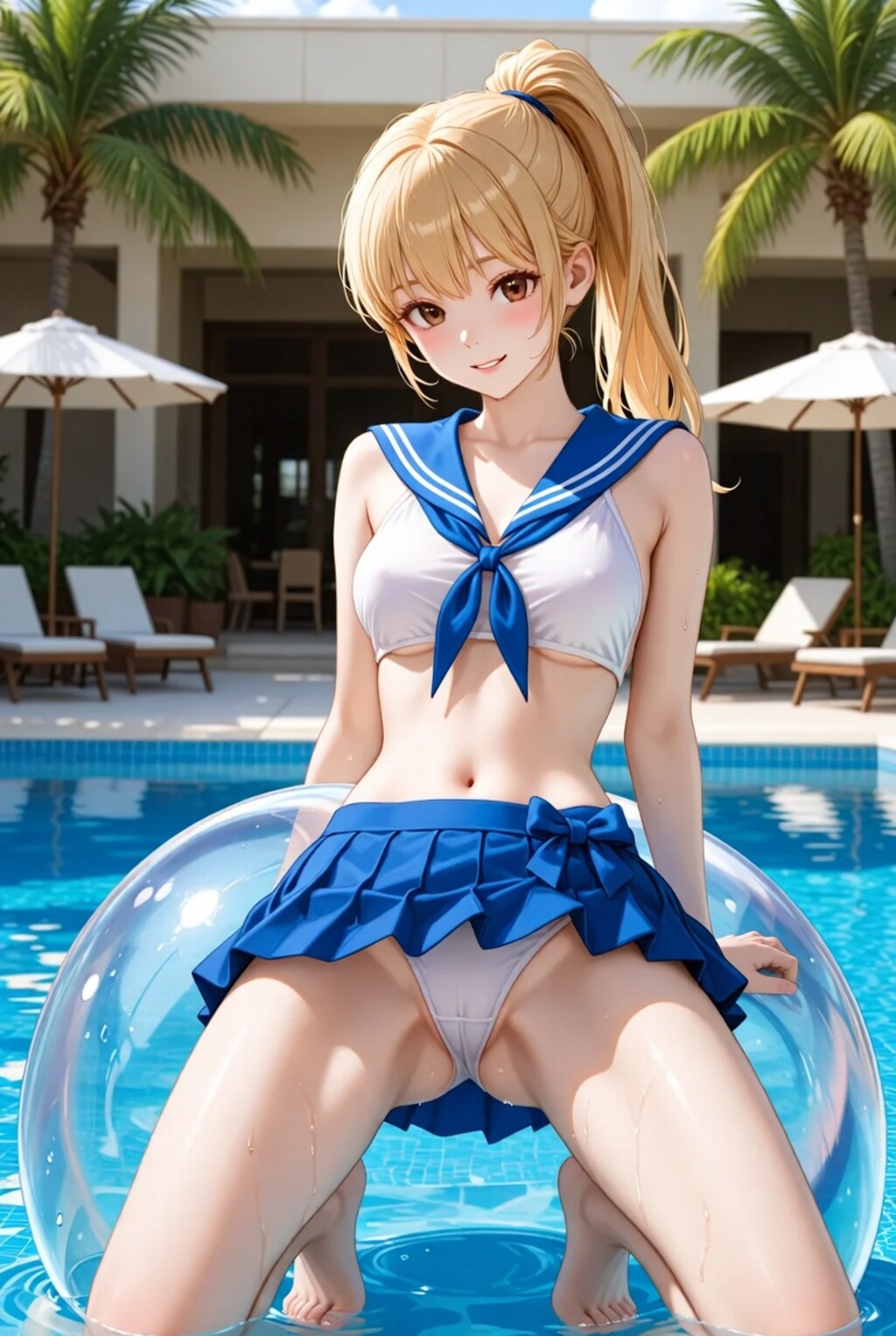 セーラービキニとバランスボール