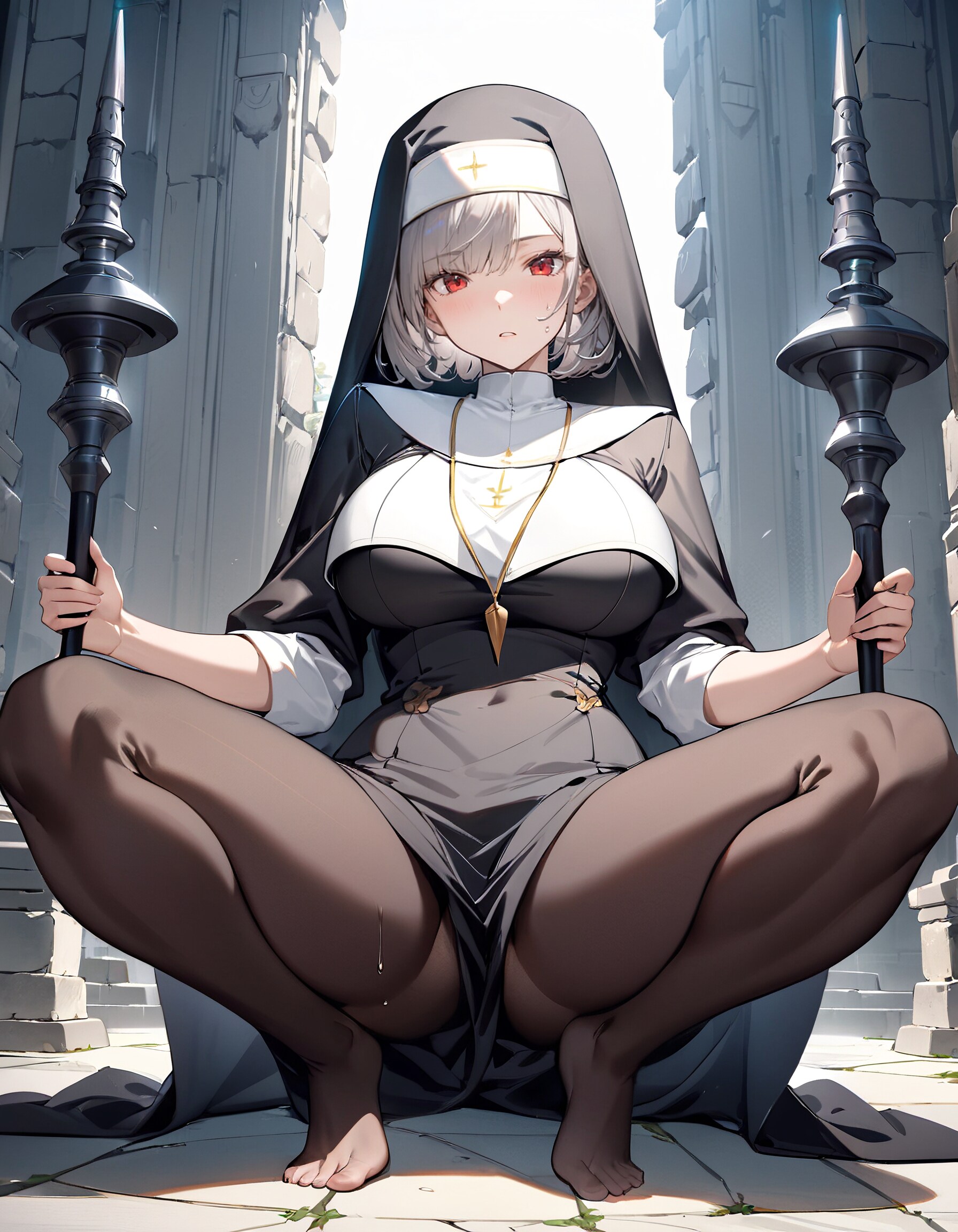 だからこれ両手に持っては立てませんってば