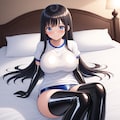 エナメル体操服青ブルマ黒長手袋サイハイソックス 3枚目