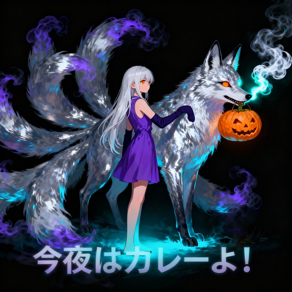 地獄へ入れてもらえなかったので暗闇の中を歩いてたら夕飯はカボチャカレーの予定の九尾の狐と出会い具材探しに旅出ることになった少女