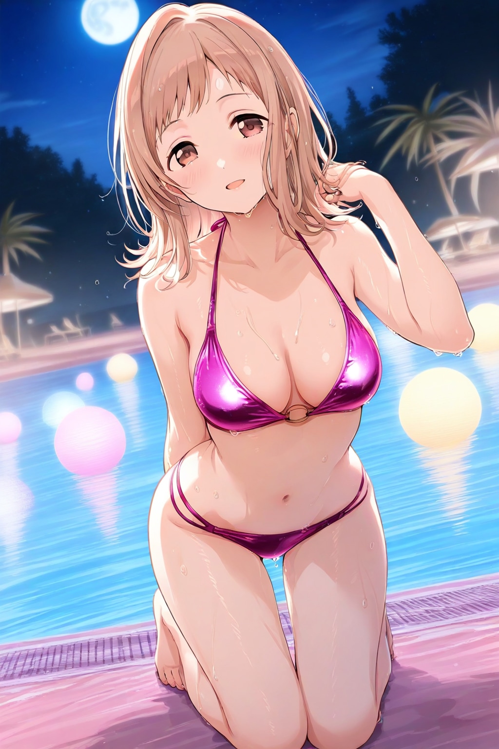 メタリックビキニの真乃