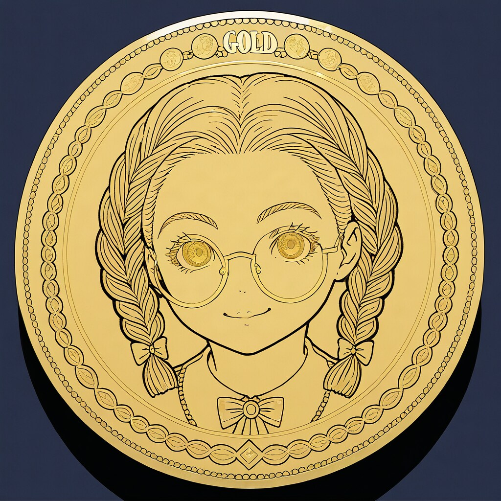 眼鏡三つ編みっ娘の記念金貨・完成