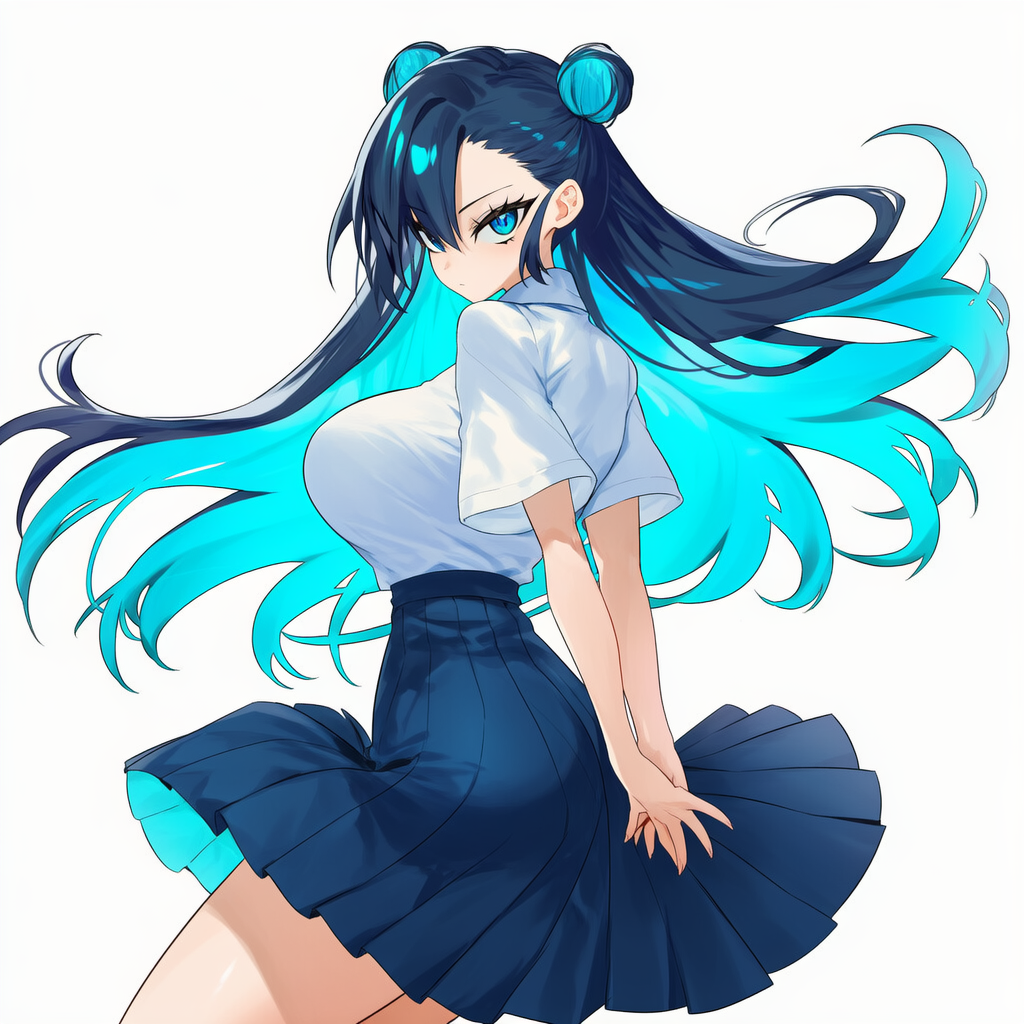 ロングスカートなびく