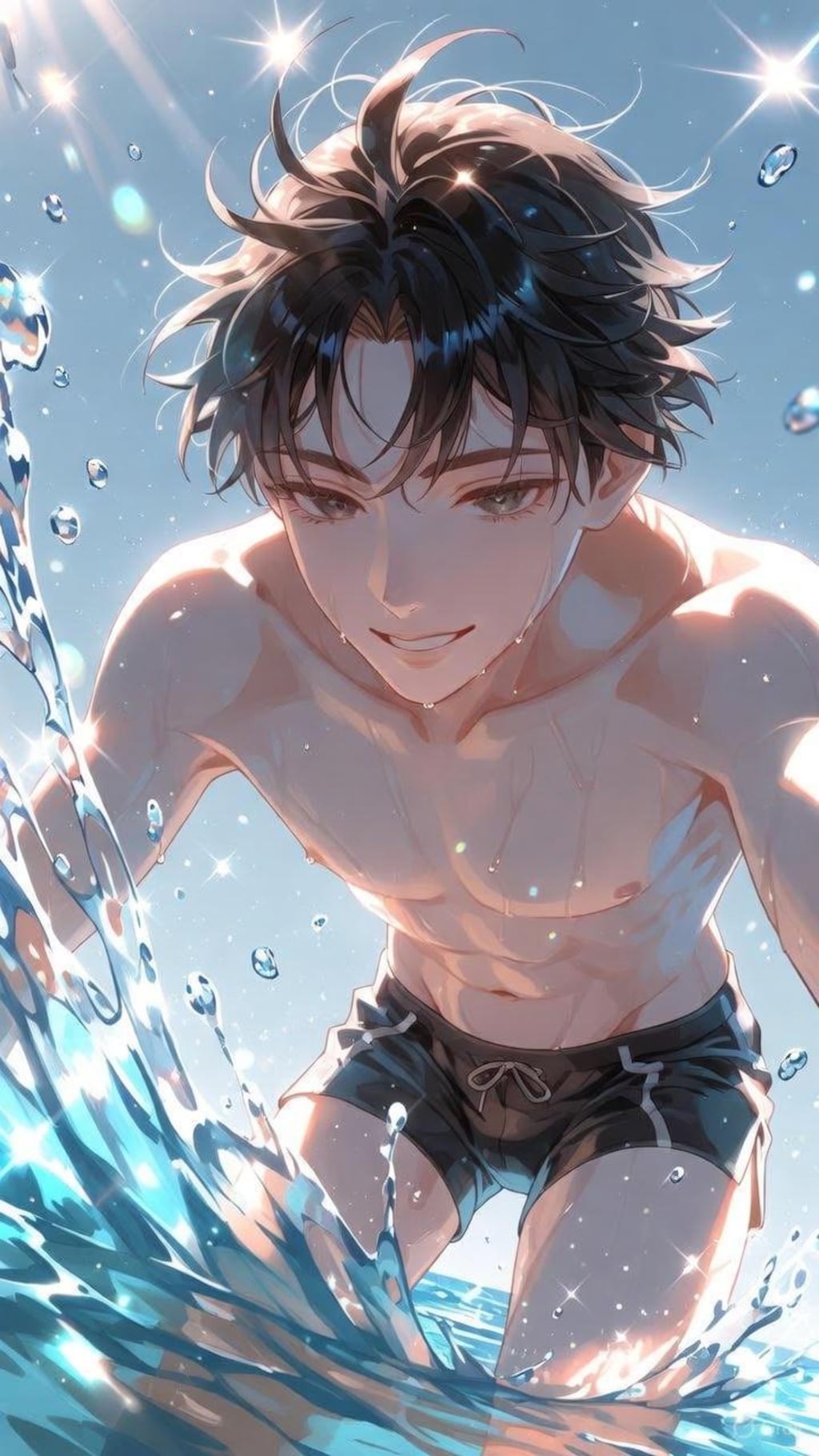 水遊び女子と男子