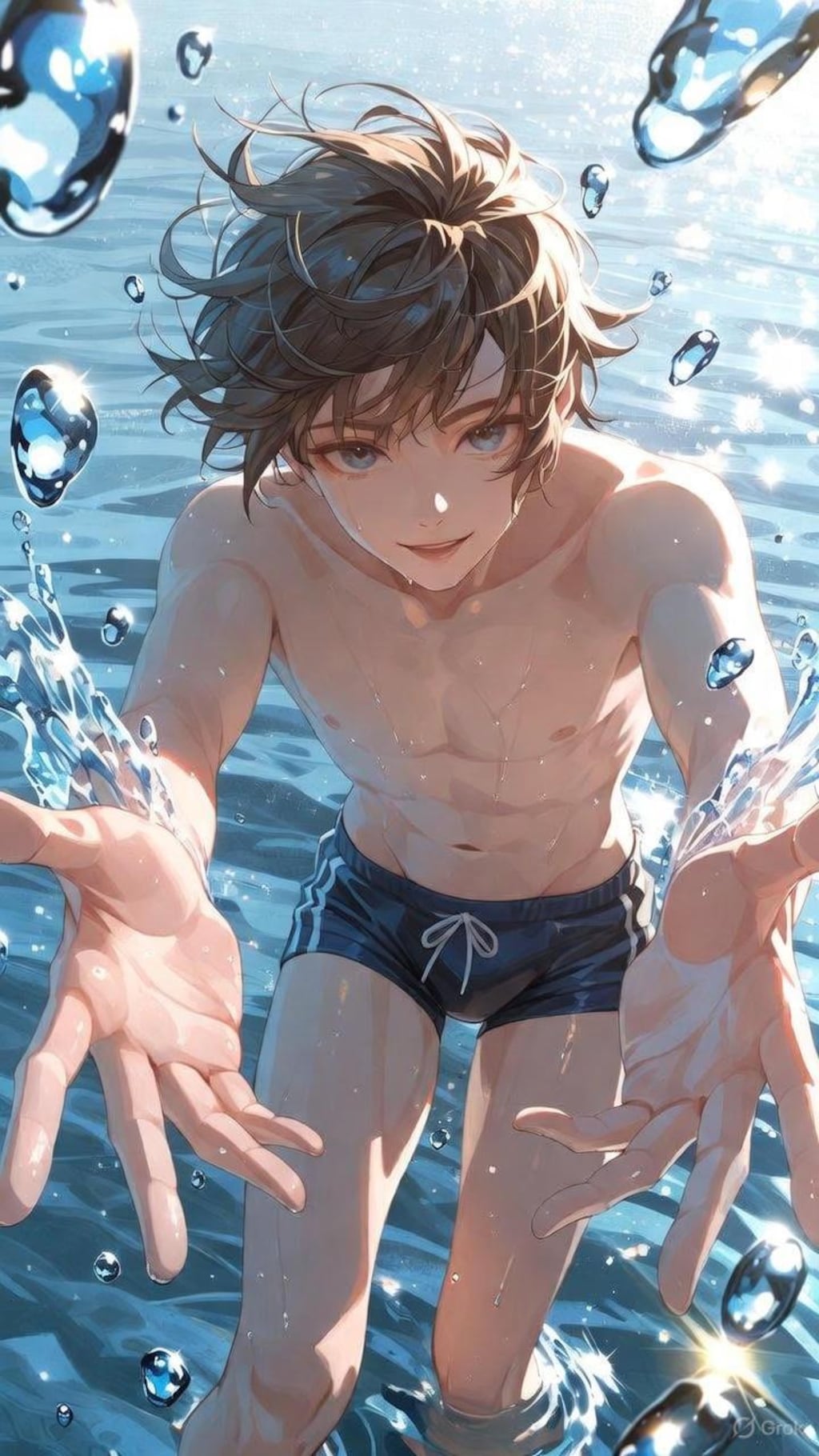 水遊び女子と男子