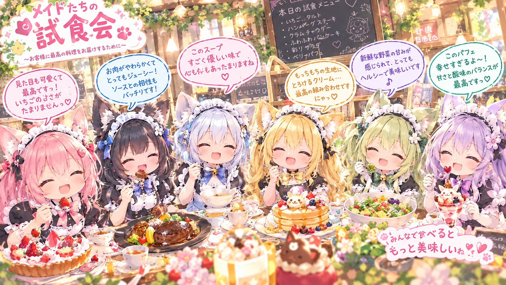 【グルメ,メイド】けもみみメイドカフェの試食会 | の人気AIイラスト・グラビア