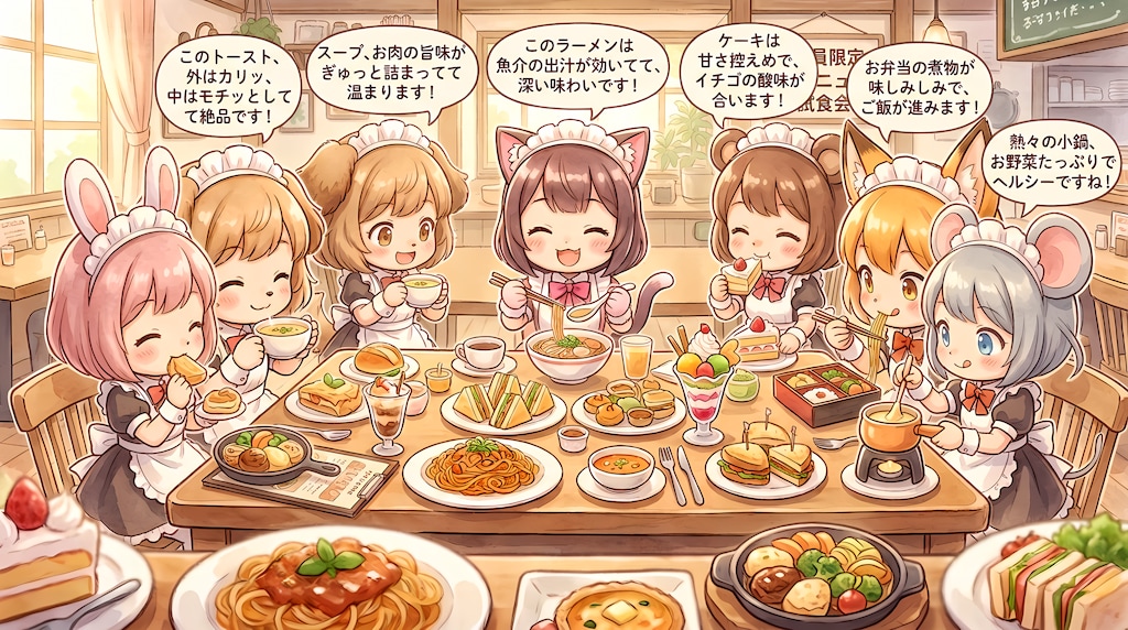 【グルメ,メイド】けもみみメイドカフェの試食会