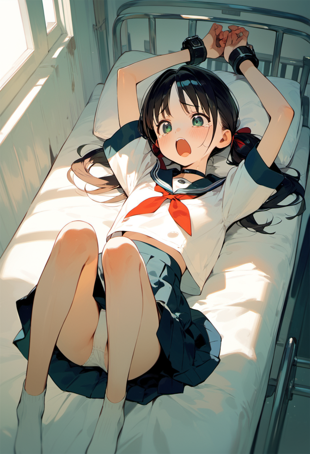 廃工場のベッドに縛って…【LoRA・Pony系・夏のセーラー服】