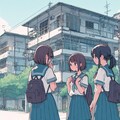 古い団地と少女 3枚目