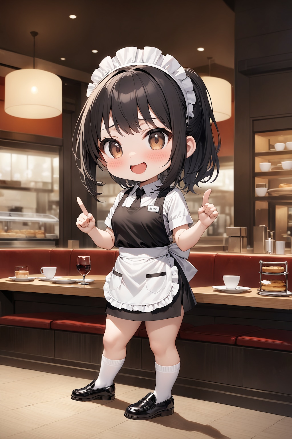 レストランで働くちびキャラウェイトレスさん Y409