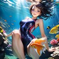 Stable Diffusionで競泳水着under water③ 2枚目