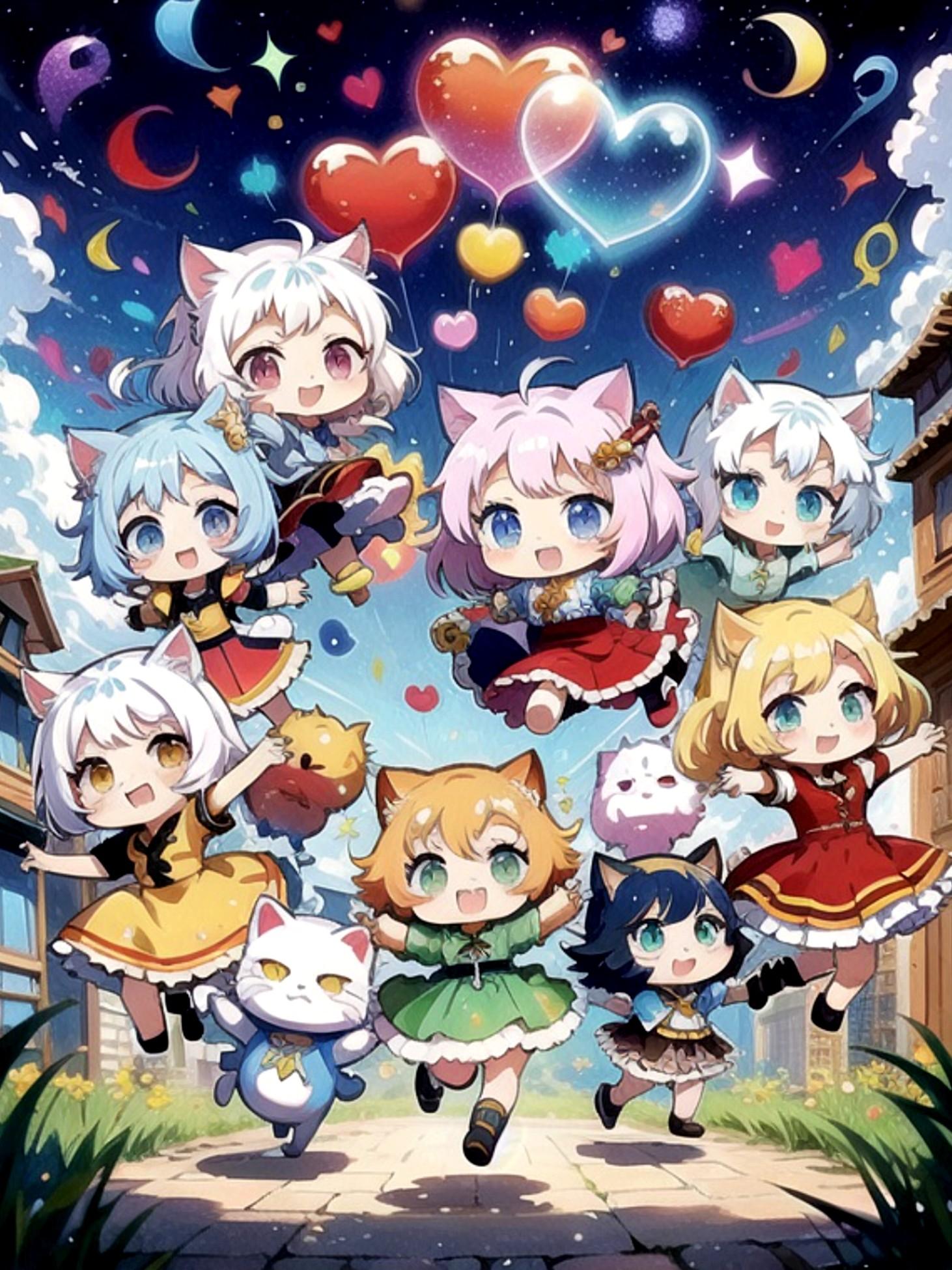 女の子達と猫 | の人気AIイラスト・グラビア