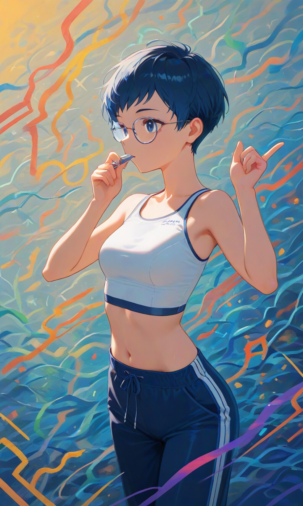 笛吹少女 切り絵風