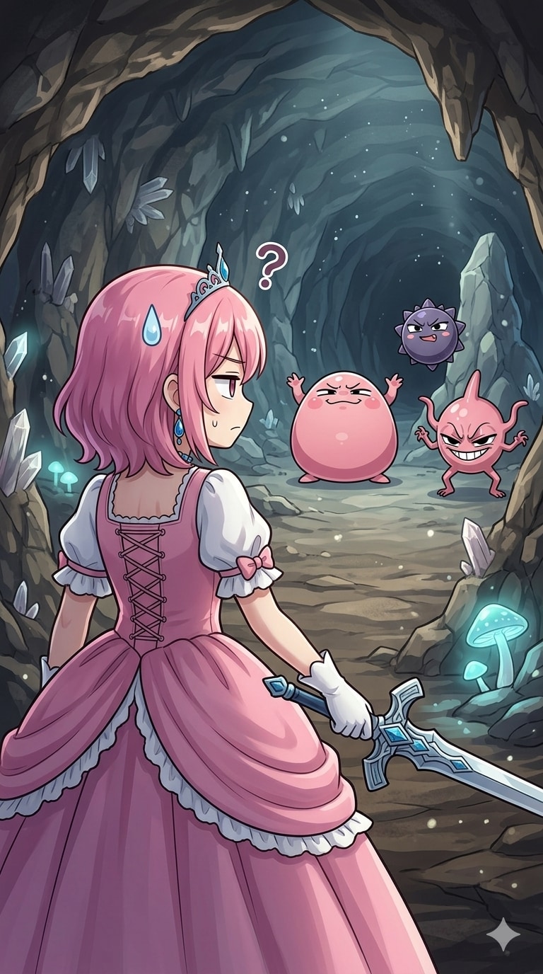 変なモンスターと遭遇した姫様