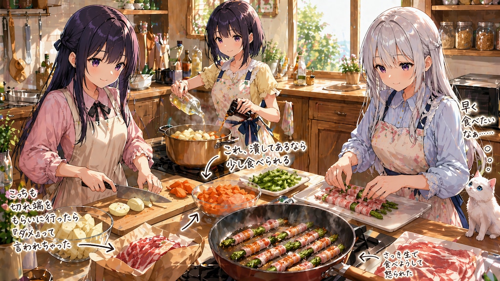 春野菜で料理中