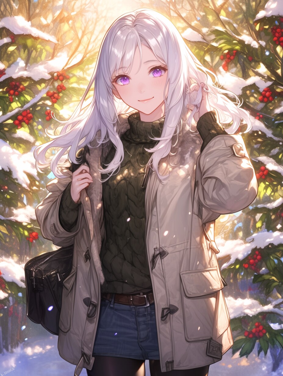 セイヨウヒイラギのお花と女の子　Flowers of holly and a girl