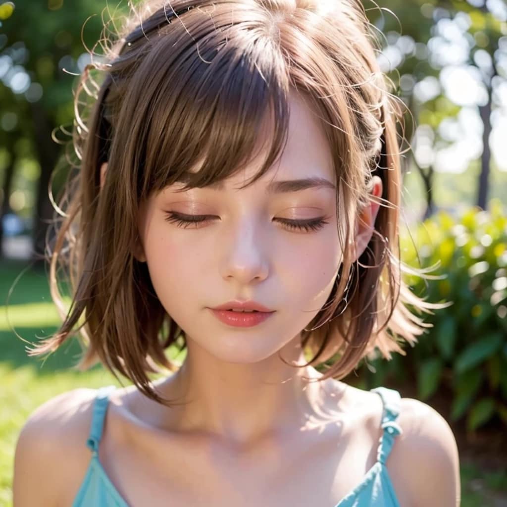 黒髪ボブでワンピースの美女１４