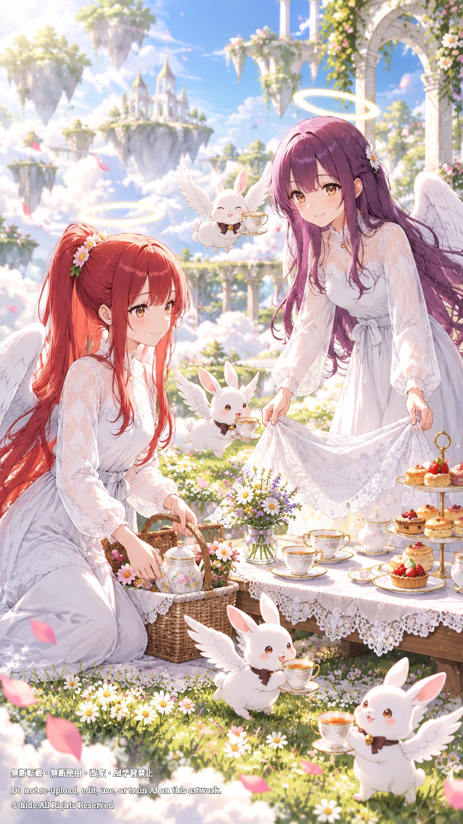 ミカエルさんとウリエルさん、うさぎ天使さんとピクニック | の人気AIイラスト・グラビア