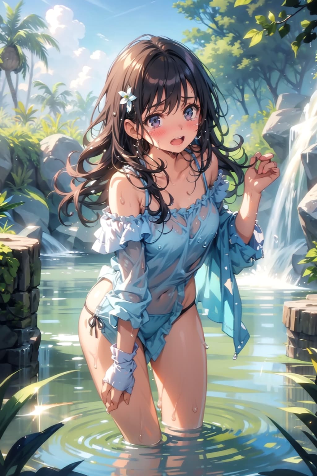 水浴び中に