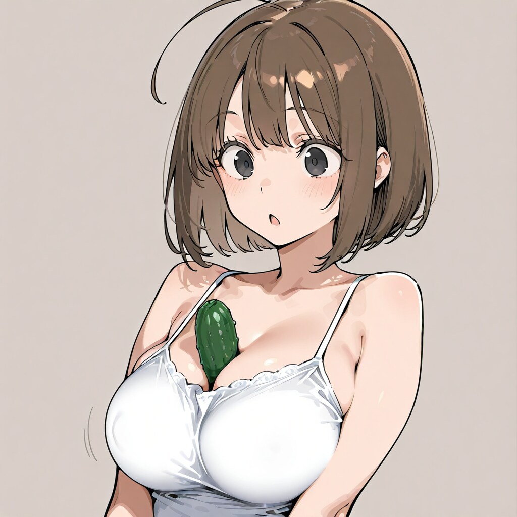 胸を寄せて、キュウリを挟む