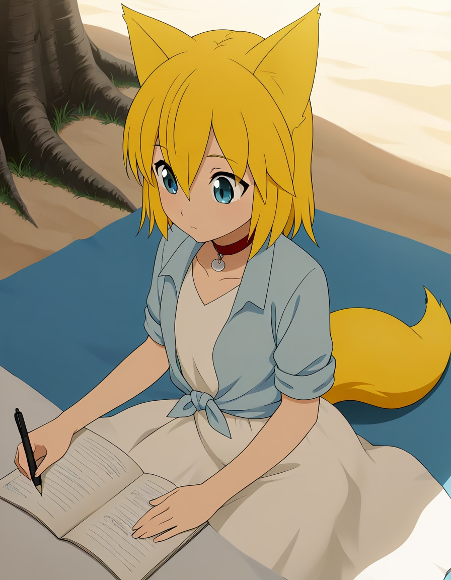 木陰でお勉強キツネ | の人気AIイラスト・グラビア