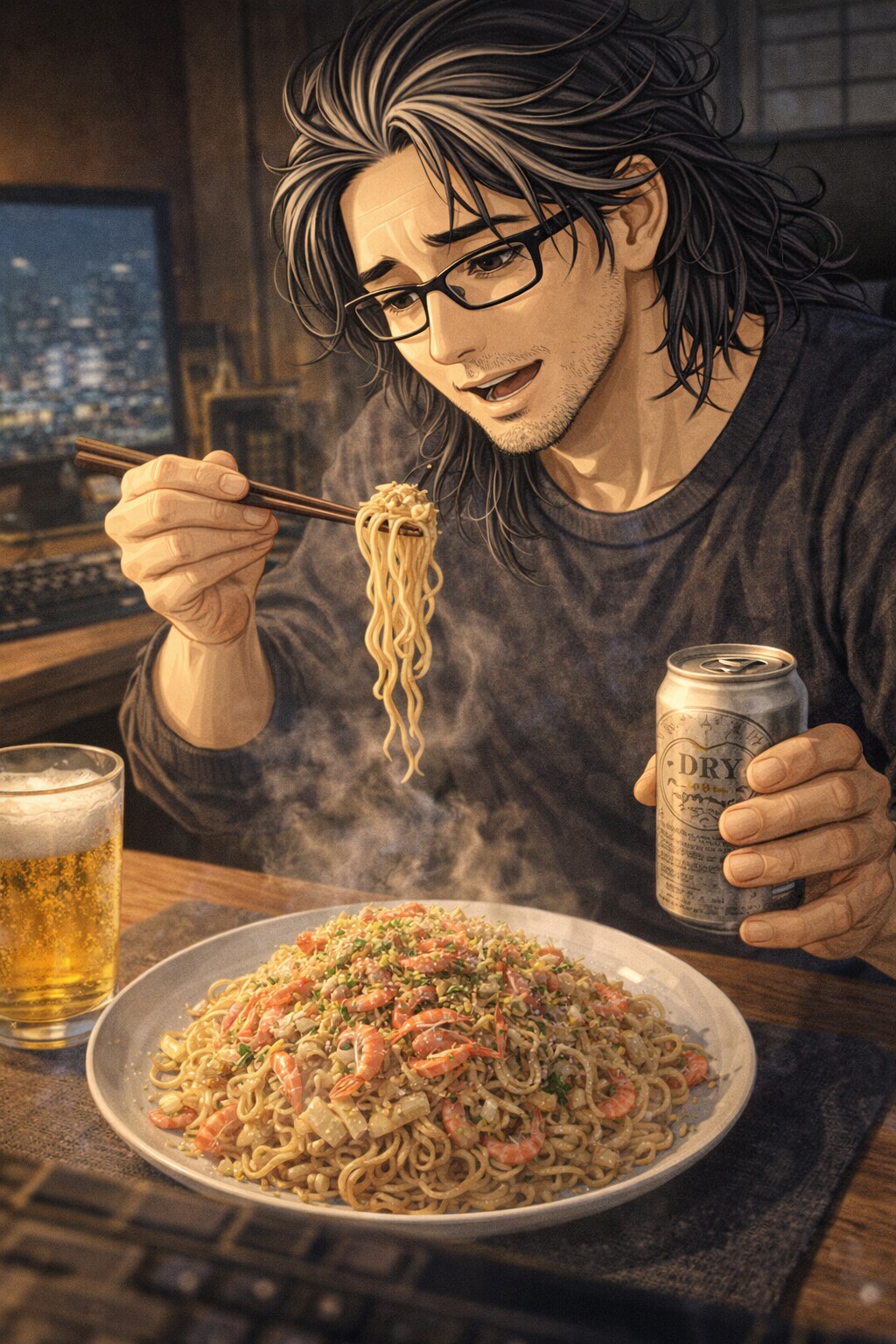 ガッツリ腹を満たすオジサン