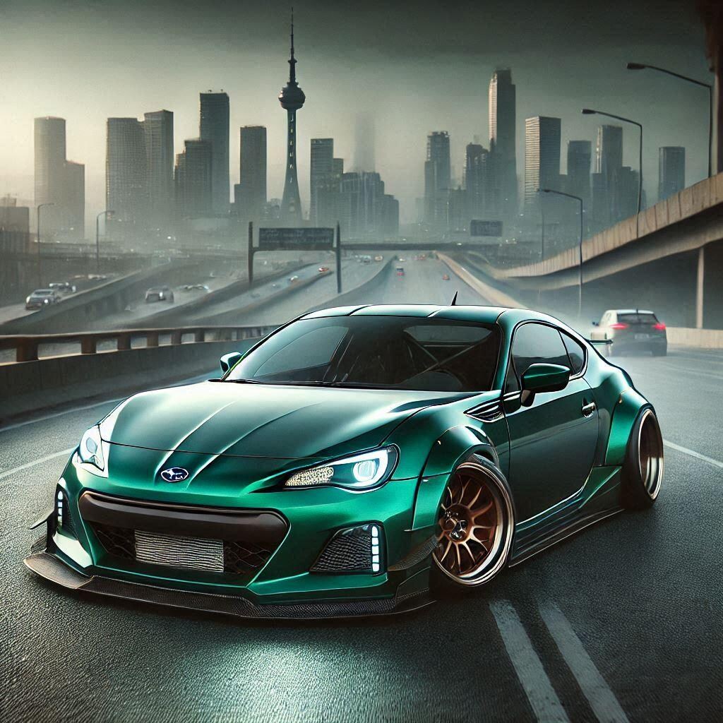 グリーンメタリックのスバルBRZのドリ車