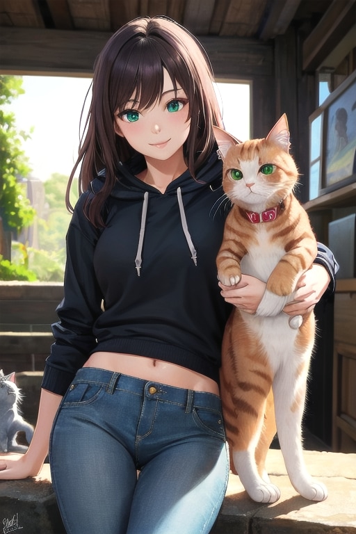 猫好きな彼女 | の人気AIイラスト・グラビア