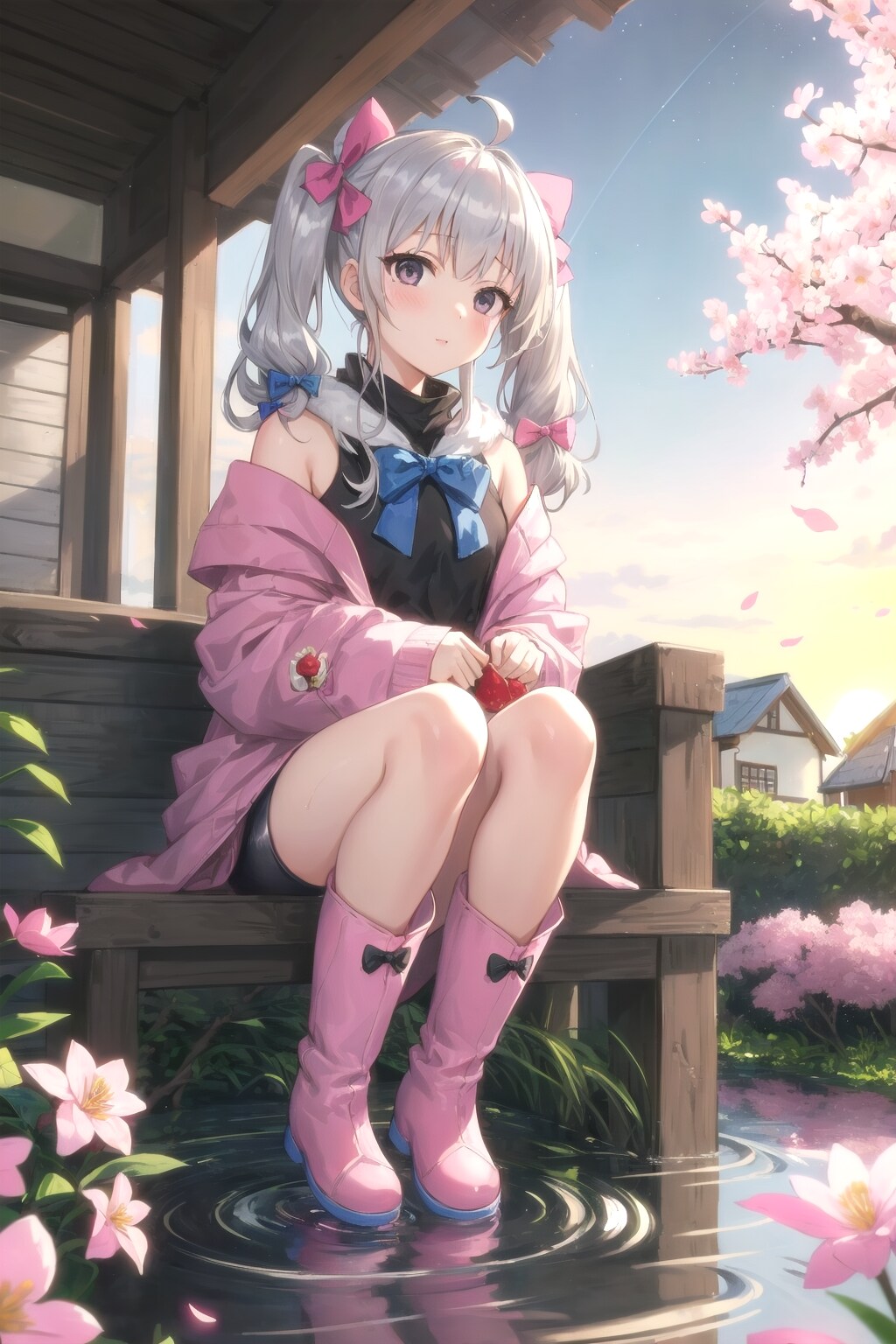雨上がったけど桜…散って無いよね❤(｡>﹏<｡)