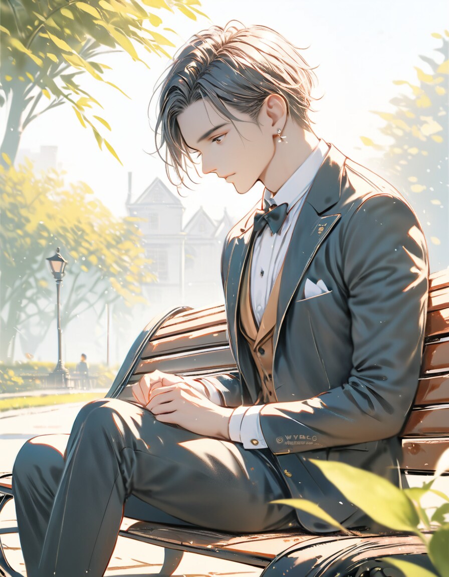 公園の若い紳士XL