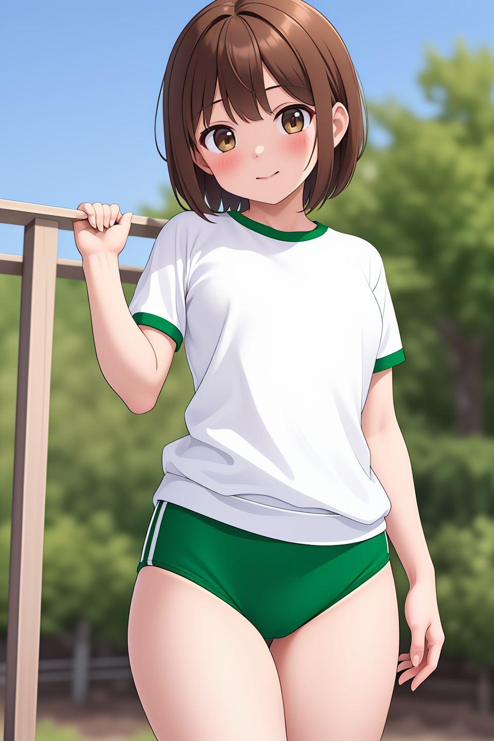 緑ブルマ少女