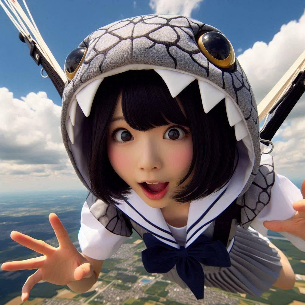 スカイダイビングで大はしゃぎノコ