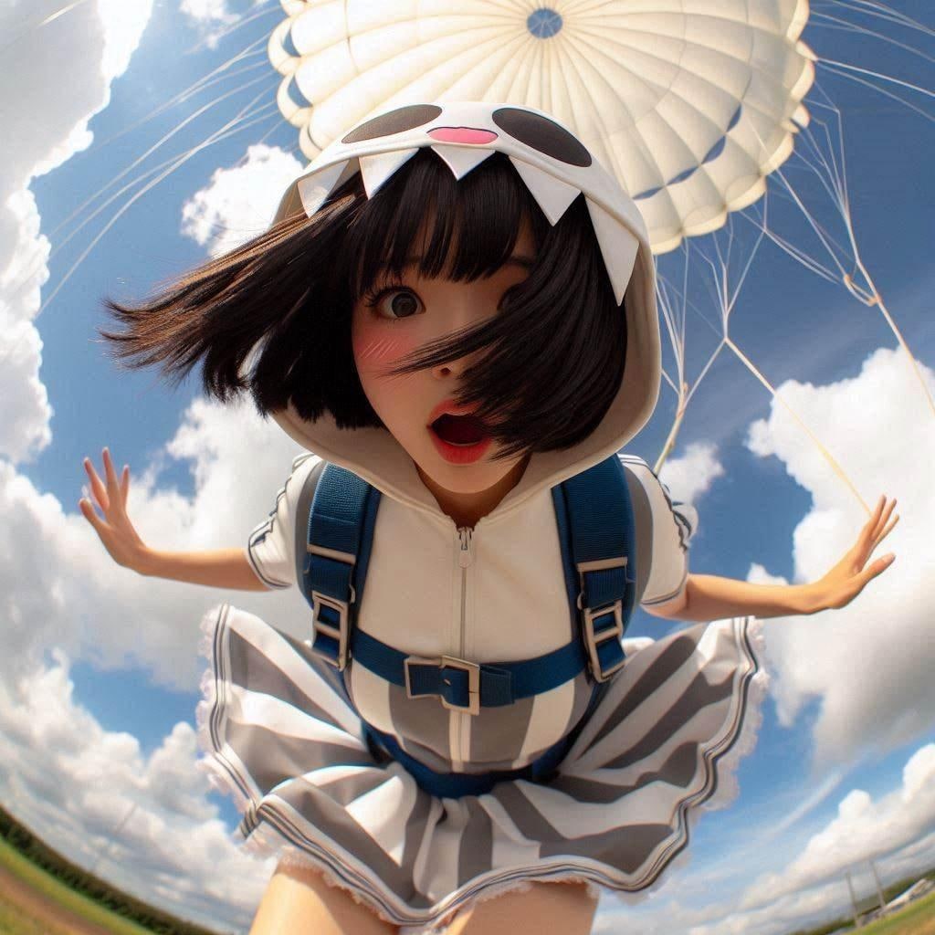 スカイダイビングで大はしゃぎノコ
