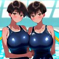双子でスクール水着 2枚目