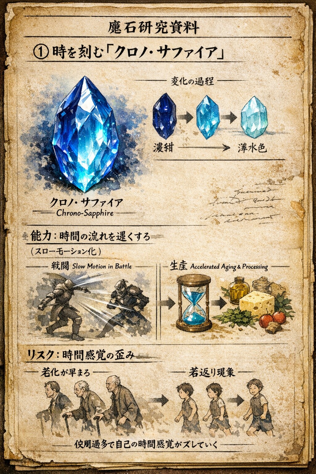『魔石研究資料：クロノ・サファイア』