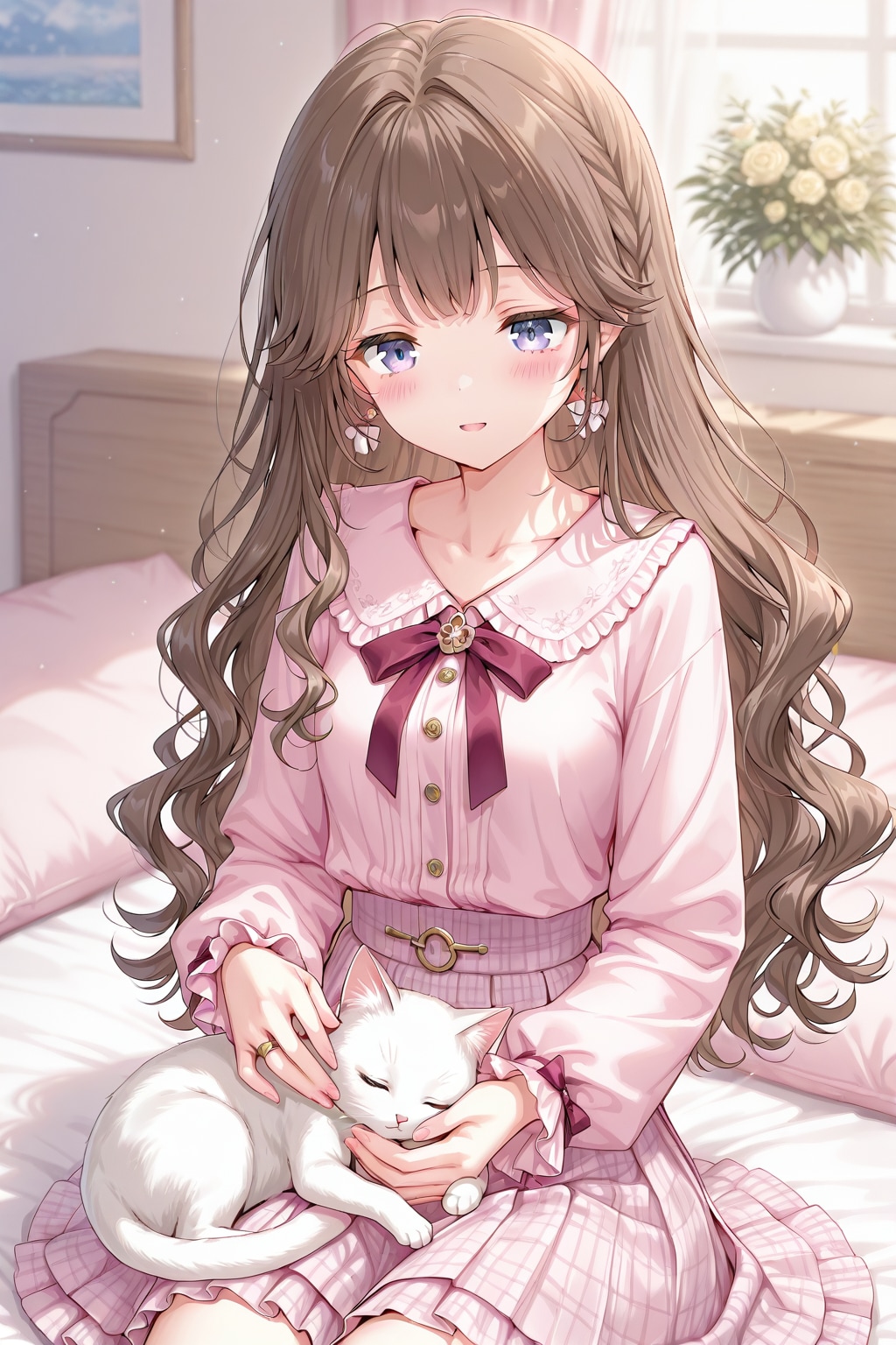 膝の上で寝ている猫