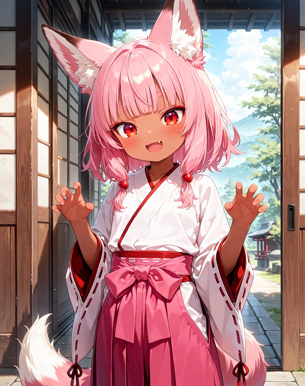 イメチェン黒狐さんと桃狐ちゃんと紫狐ちゃん