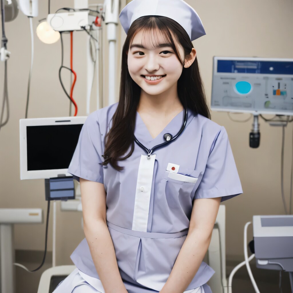 黒髪ロングで看護服の美女１４