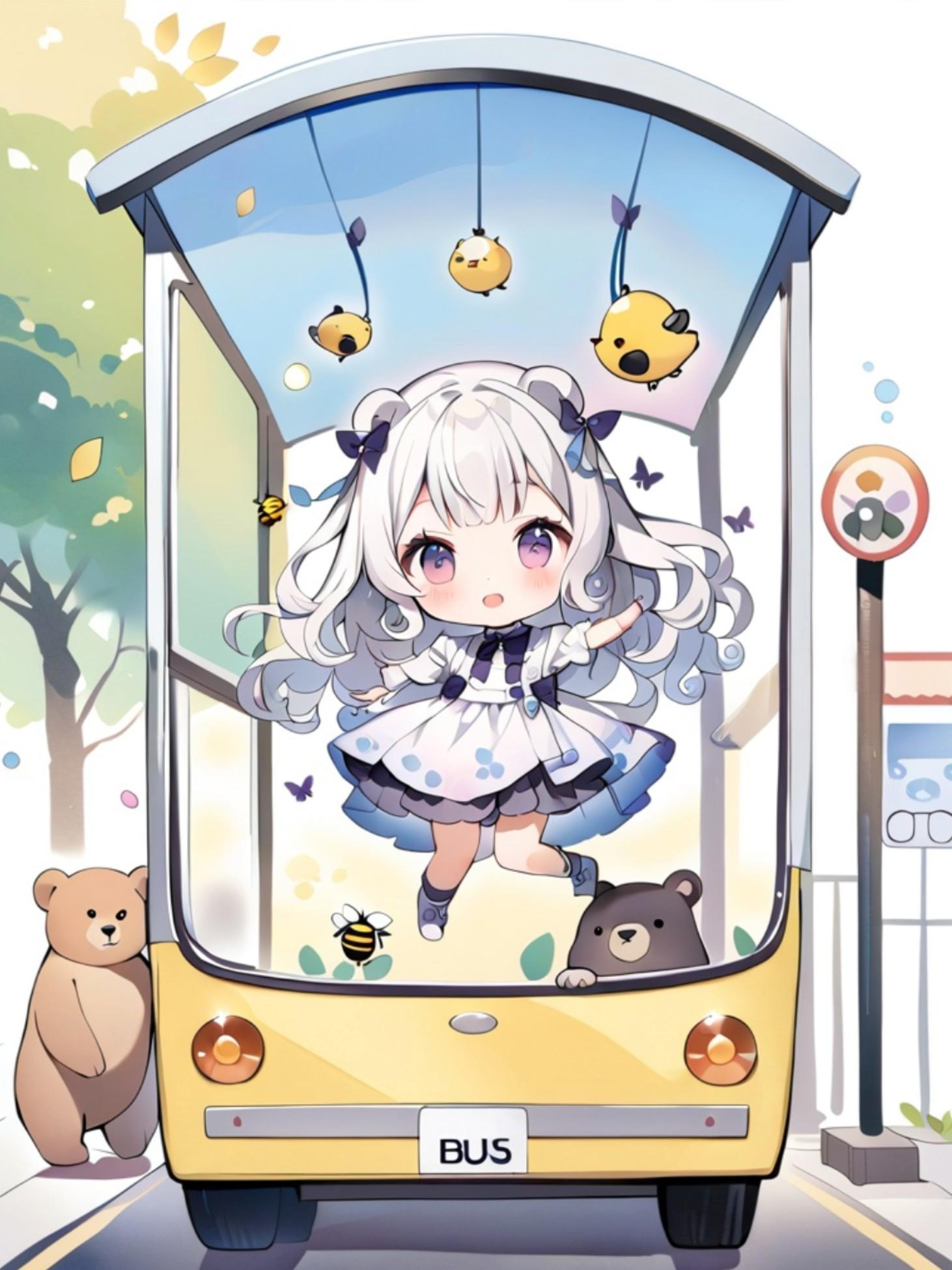 バス停と白髪ちゃん